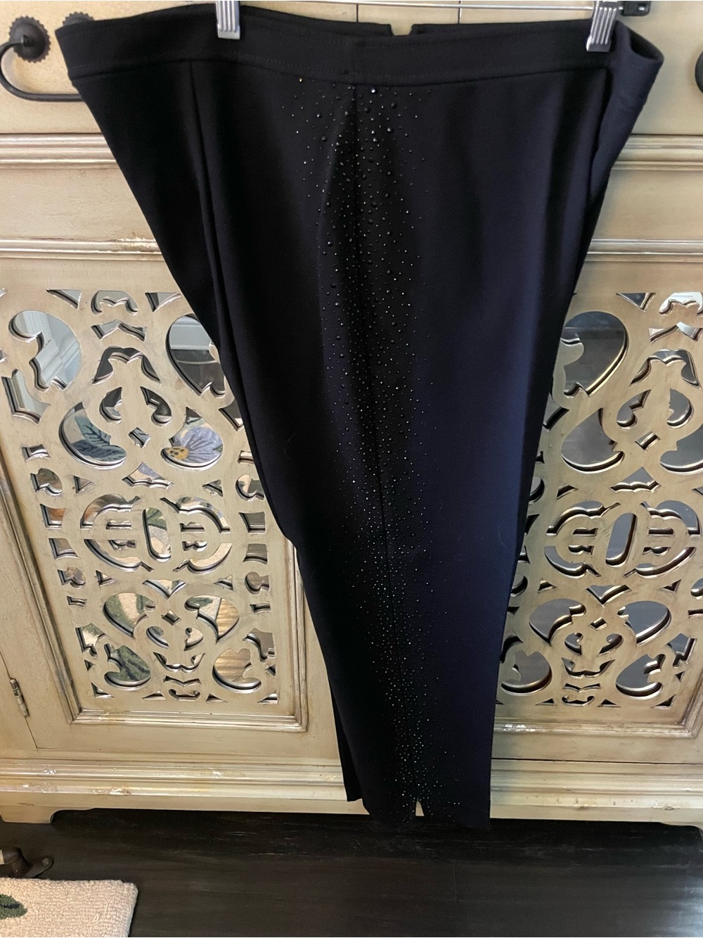 St. John Black Lexi Pants with Sparkle Side Panels - Picture 5 of 8